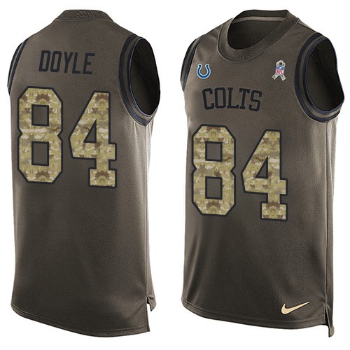 Men's Limited Jack Doyle Nike Jersey Green - #84 Salute to Service Tank Top NFL Indianapolis Colts